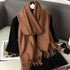 62Color Solid Women Winter Scarf Warm Thicken Cashmere Shawl Outdoor Fashion Luxury Tassels Pashmina Lady Wrap Windproof Scarves.