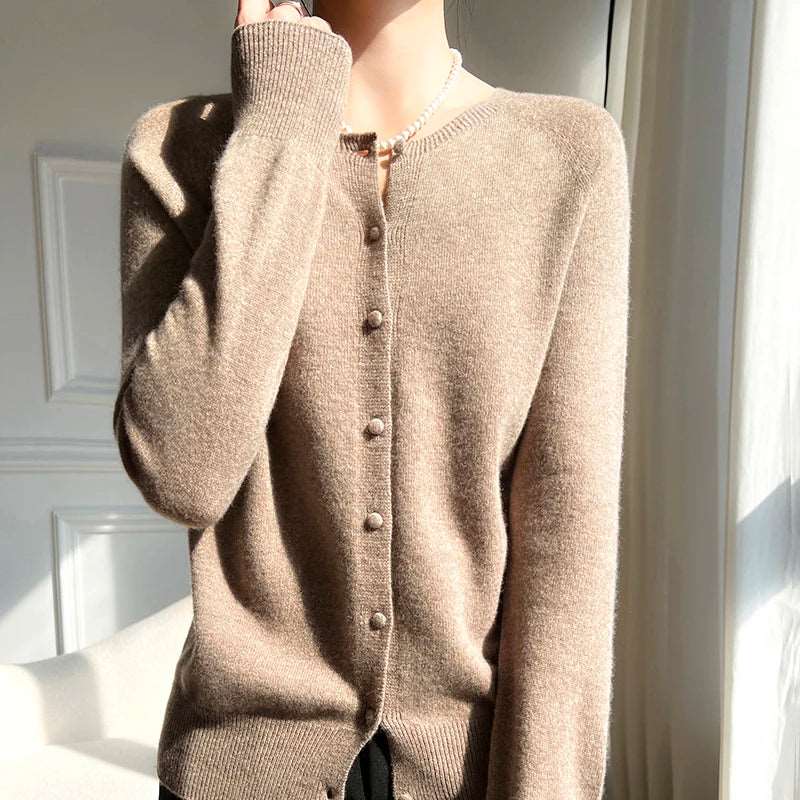 WinvyNee Women 100% Wool Cardigans Sweater Solid Casual Warm Outerwear Knitwear Tops 2024 Autumn Winter Women Clothing B1263018.