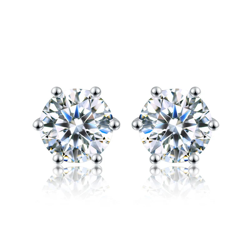 DW 0.5ct-2ct D Color Certified Moissanite Stud Earrings Lab Created Diamond 925 Sterling Silver Gold Plated Wedding Jewelry.