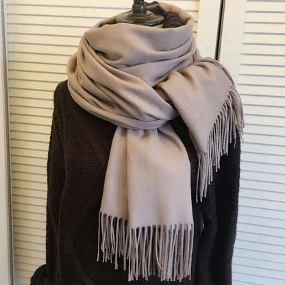 Winter Female Scarf Cashmere Shawls Wraps Women Solid Long Hijab Stoles Pashmina Bufanda Tassel Autumn Lady Headband 2022.