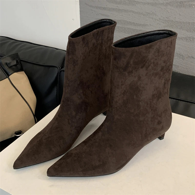 Eilyken Autumn Winter Pointed Toe Ankle  Boots Women Designer Vintage Thin Low Heel Shoes Modern SHort Botas Zapatos De Mujer.