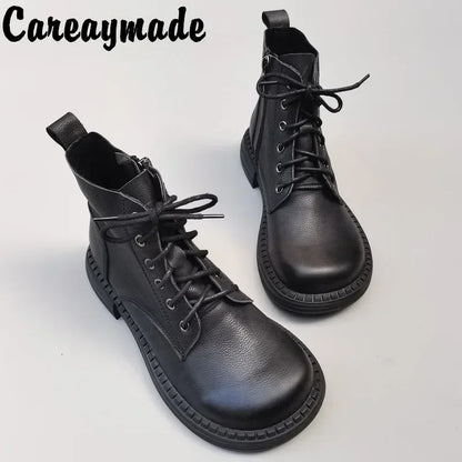 Careaymade-100% Genuine leather wide version Casual women big size short boots,Men&