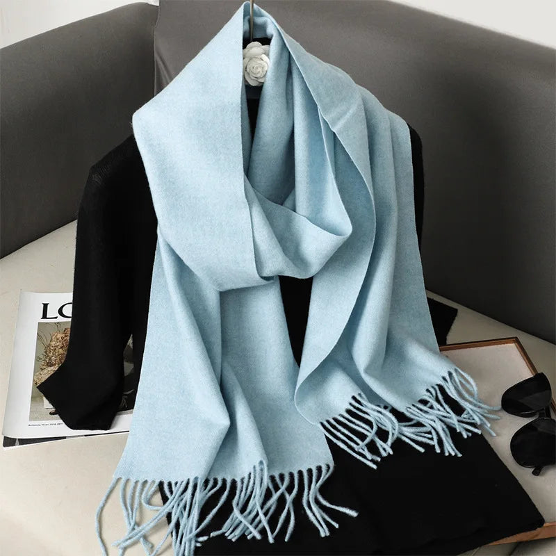 62Color Solid Women Winter Scarf Warm Thicken Cashmere Shawl Outdoor Fashion Luxury Tassels Pashmina Lady Wrap Windproof Scarves.