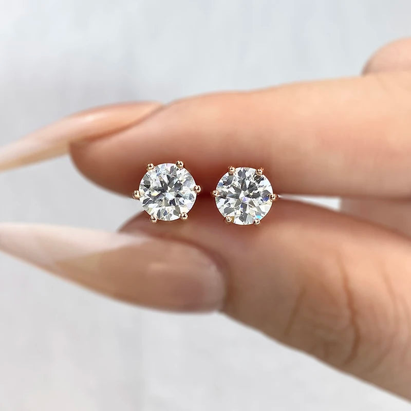 DW 0.5ct-2ct D Color Certified Moissanite Stud Earrings Lab Created Diamond 925 Sterling Silver Gold Plated Wedding Jewelry.