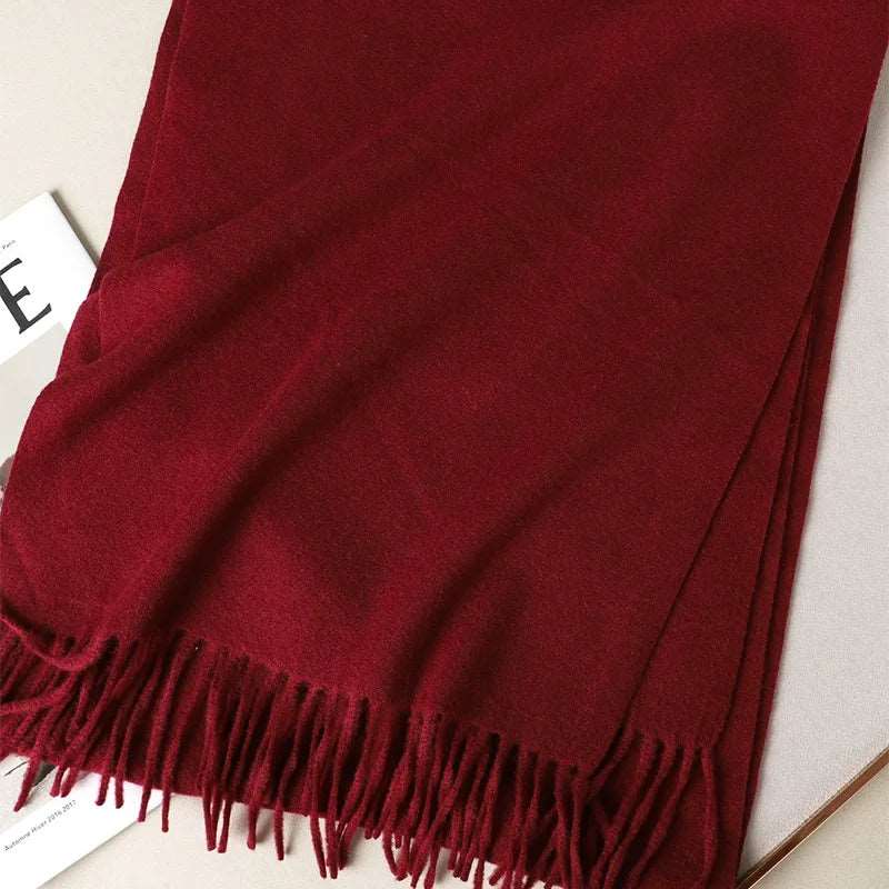 62Color Solid Women Winter Scarf Warm Thicken Cashmere Shawl Outdoor Fashion Luxury Tassels Pashmina Lady Wrap Windproof Scarves.