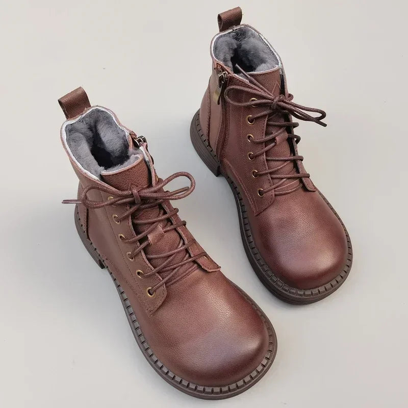 Careaymade-100% Genuine leather wide version Casual women big size short boots,Men&