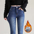 New Women Thermal Jeans Winter Snow Warm Plush Stretch Jeans Lady Skinny Thicken Students Denim Pants Fleece Mom Fur Trousers.