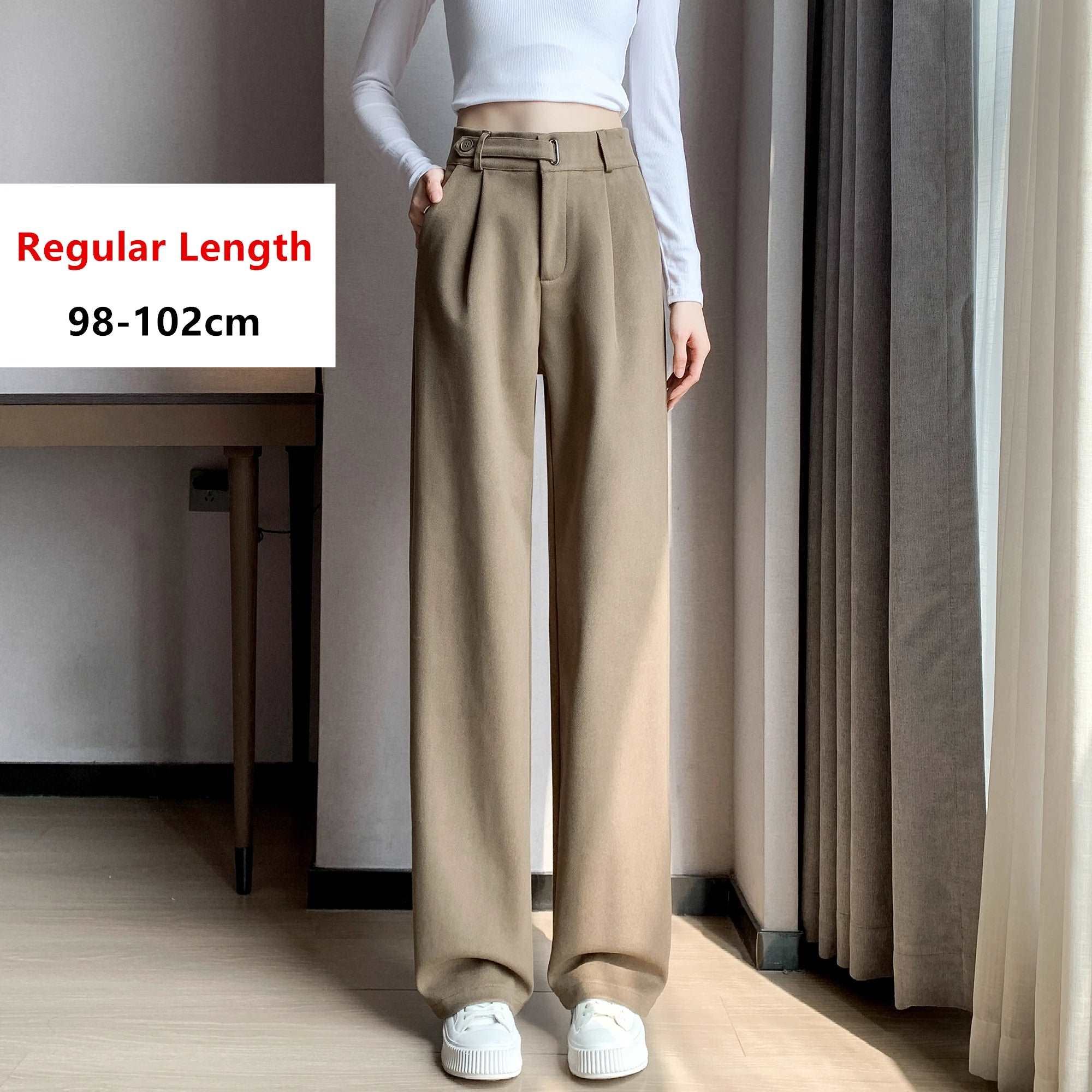 Seoulish Autumn Winter Thicken Woolen Casual Loose Full Length Pants 2023 New Button High Waist Chic Wide Leg Trousers Female.