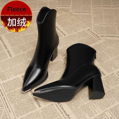 2024 Winter High Heels Sexy Women Luxury Shoes Chunky Ankle Chelsea Boots Fashion New Pointed Toe Zipper Goth Pumps Brand Shoes.