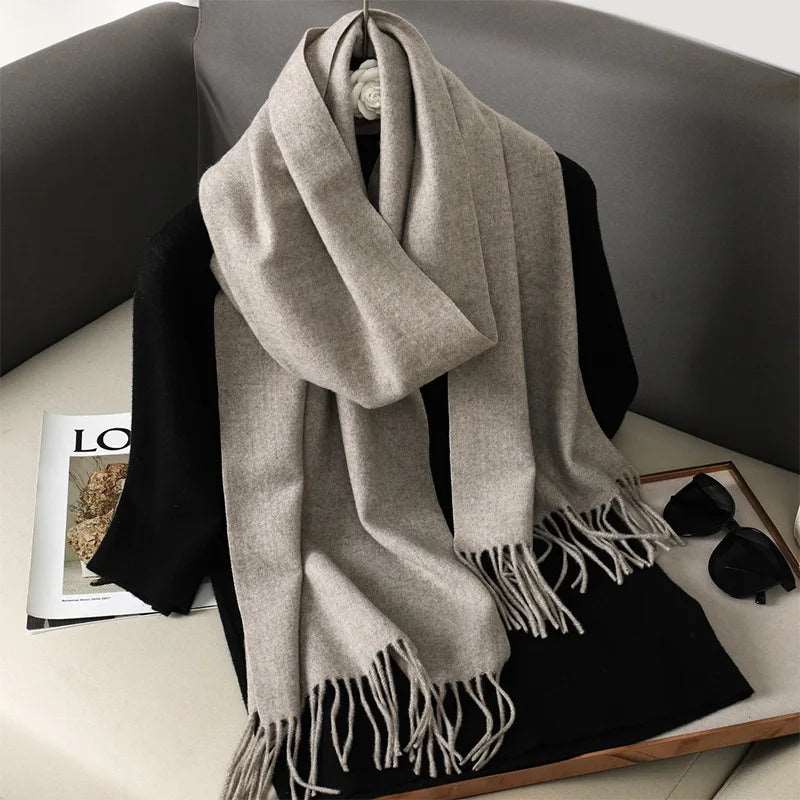 62Color Solid Women Winter Scarf Warm Thicken Cashmere Shawl Outdoor Fashion Luxury Tassels Pashmina Lady Wrap Windproof Scarves.