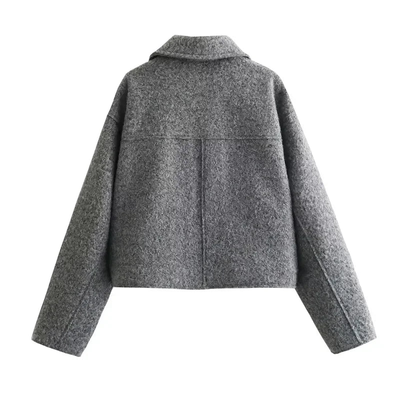 ASDS Autumn Winter Cropped Jacket for Women Short Coat Tweed Jacket Zip Crop Demi-season Jacket Woman New in outerwears.