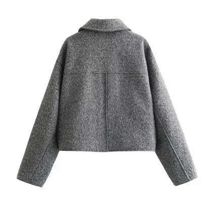 ASDS Autumn Winter Cropped Jacket for Women Short Coat Tweed Jacket Zip Crop Demi-season Jacket Woman New in outerwears.