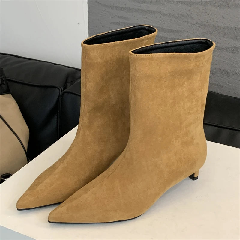 Eilyken Autumn Winter Pointed Toe Ankle  Boots Women Designer Vintage Thin Low Heel Shoes Modern SHort Botas Zapatos De Mujer.